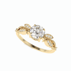 Anillo solitario de diamantes cultivados en laboratorio de 18 quilates con corte brillante redondo y detalles de 1,00 TCW para mujer