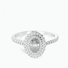 1.00 TCW Oval Cut Double Halo 18K Lab Grown Diamond Ring for Women