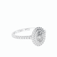 1.00 TCW Oval Cut Double Halo 18K Lab Grown Diamond Ring for Women