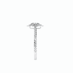 1.00 TCW Oval Cut Double Halo 18K Lab Grown Diamond Ring for Women