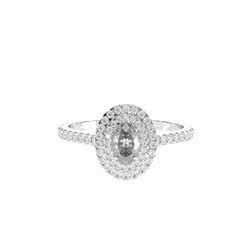 1.00 TCW Oval Cut Double Halo 18K Lab Grown Diamond Ring for Women