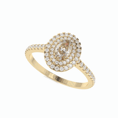 1.00 TCW Oval Cut Double Halo 18K Lab Grown Diamond Ring for Women
