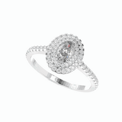 1.00 TCW Oval Cut Double Halo 18K Lab Grown Diamond Ring for Women