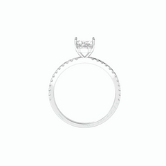 1,50 TCW Solitärring mit ovalem Schliff und Akzenten, 18 Karat im Labor gezüchteter Diamantring für Damen