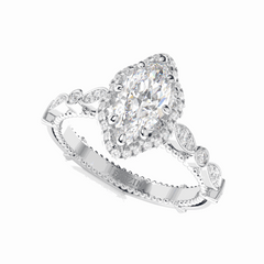 1,00 Karat Marquiseschliff Halo 18K Lab Grown Diamantring für Damen