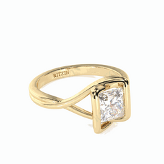 Anillo de diamantes cultivados en laboratorio de 18 quilates con corte princesa trenzado de 1,25 TCW para mujer