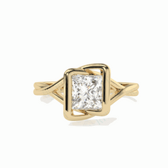 Anillo de diamantes cultivados en laboratorio de 18 quilates con corte princesa trenzado de 1,25 TCW para mujer
