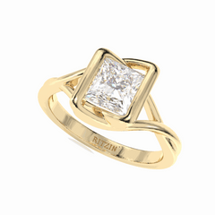 Anillo de diamantes cultivados en laboratorio de 18 quilates con corte princesa trenzado de 1,25 TCW para mujer