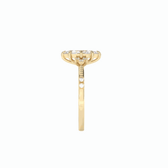 Anillo solitario de diamantes cultivados en laboratorio de 18 quilates con corte marquesa y detalles de 1,00 TCW para mujer