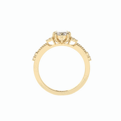 Anillo solitario de diamantes cultivados en laboratorio de 18 quilates con corte marquesa y detalles de 1,00 TCW para mujer